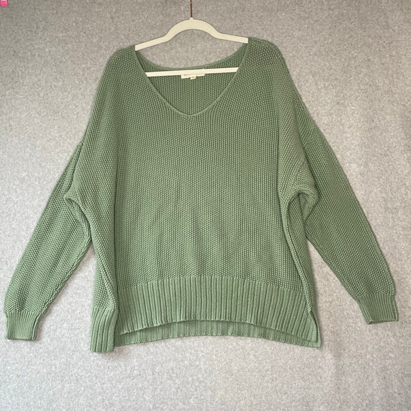 Lucky Brand Sweaters - Lucky Brand Cotton V Neck Light green Sweater 2x #HH